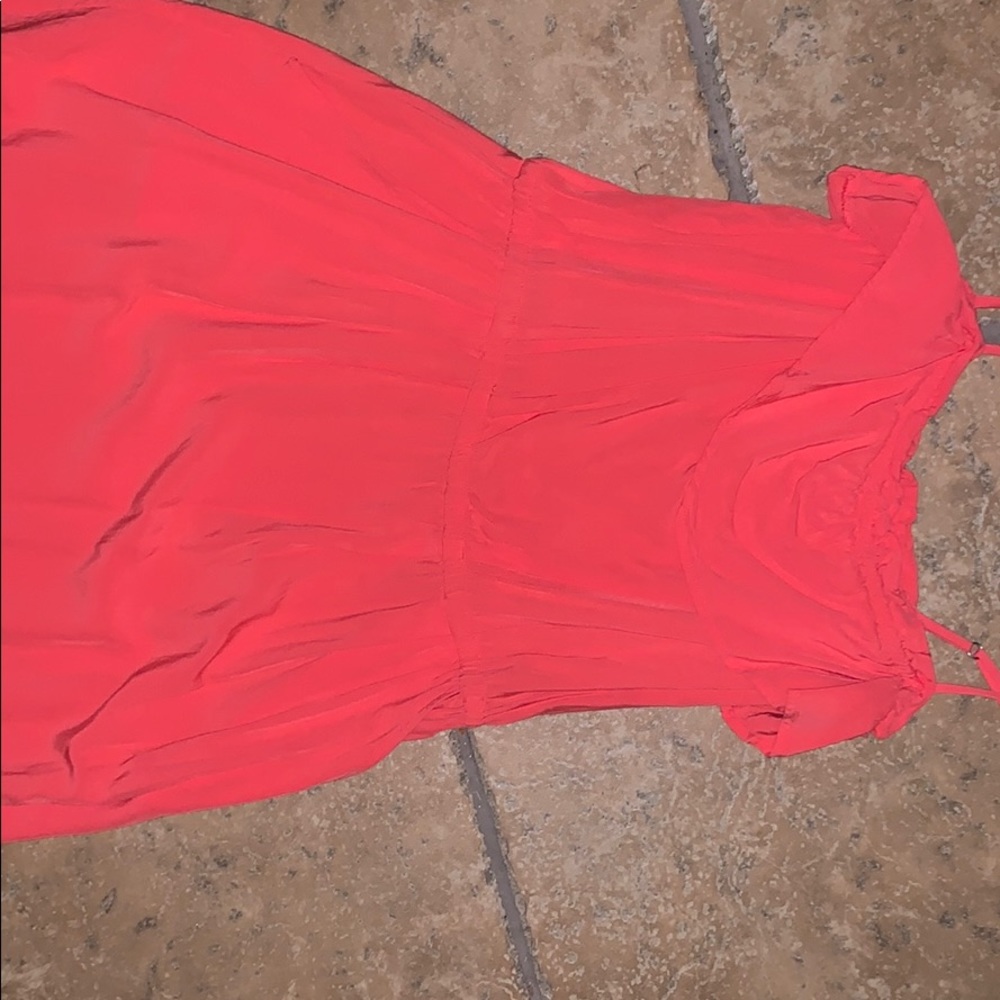 Salmon pink dress with ruffle